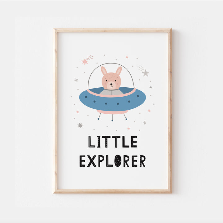 Little Explorer Space UFO Astronaut Bedroom Print