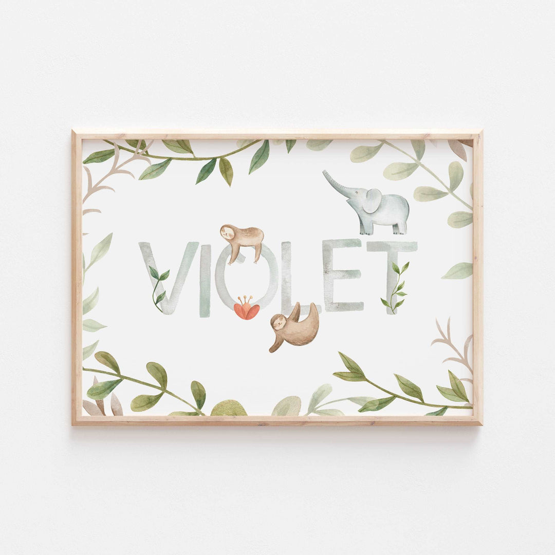 Personalised Watercolour Jungle Name Print