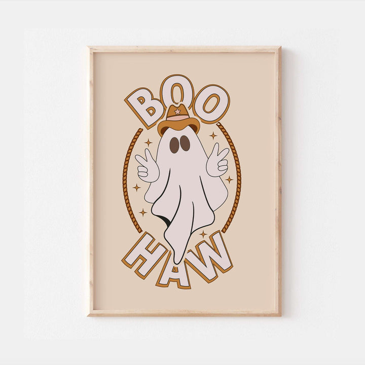 Boo Haw Cowboy Halloween Ghost Print