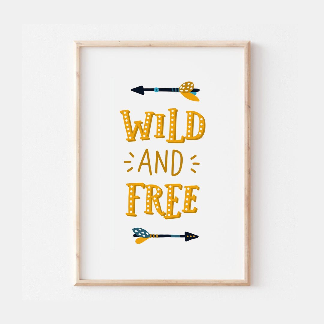 WILD AND FREE Scandinavian Nordic Explorer Bedroom Print Kids Baby Children Nursery Decor Wall Art Quote