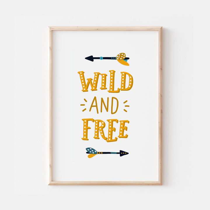 WILD AND FREE Scandinavian Nordic Explorer Bedroom Print Kids Baby Children Nursery Decor Wall Art Quote