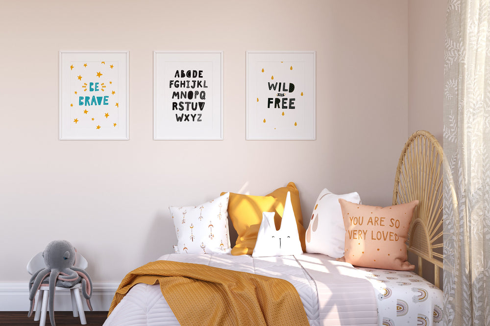 Scandinavian Inspired Quote Be Brave Print Wall Art Kids Nursery Decor