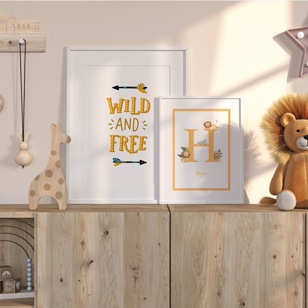 WILD AND FREE Scandinavian Nordic Explorer Bedroom Print Kids Baby Children Nursery Decor Wall Art Quote