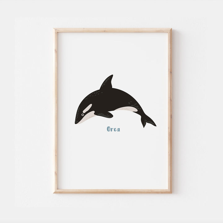 Under the Sea Ocean Whale Orca Beluga Marine Water Creatures Animals Kids Nursery Print Baby Bedroom Decor Posters Quote Shark Aqua Theme