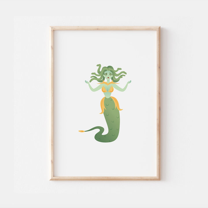 Greek Mythological Creatures Fantasy Dragons Unicorns Mermaid Griffin Cyclops Phoenix Wall Decor Nursery Print Bedroom Home Hangings