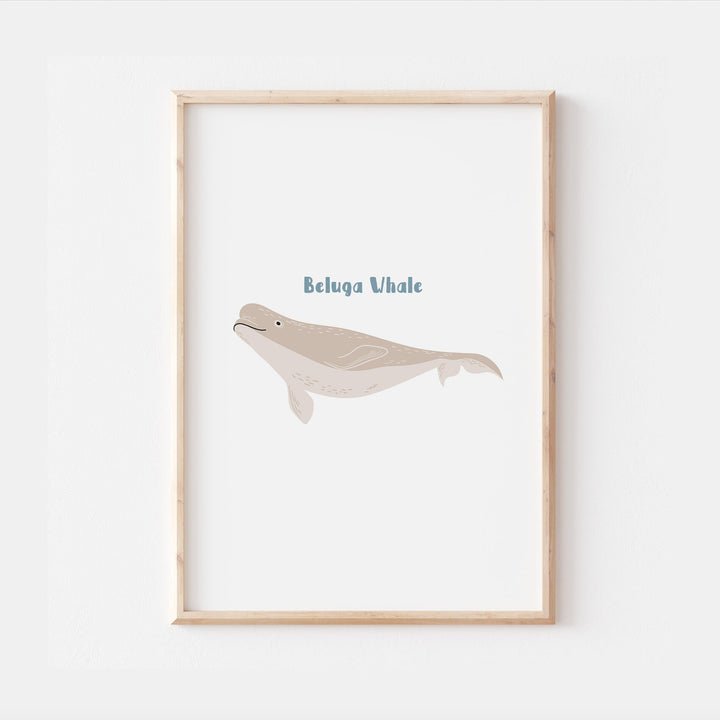 Under the Sea Ocean Whale Orca Beluga Marine Water Creatures Animals Kids Nursery Print Baby Bedroom Decor Posters Quote Shark Aqua Theme