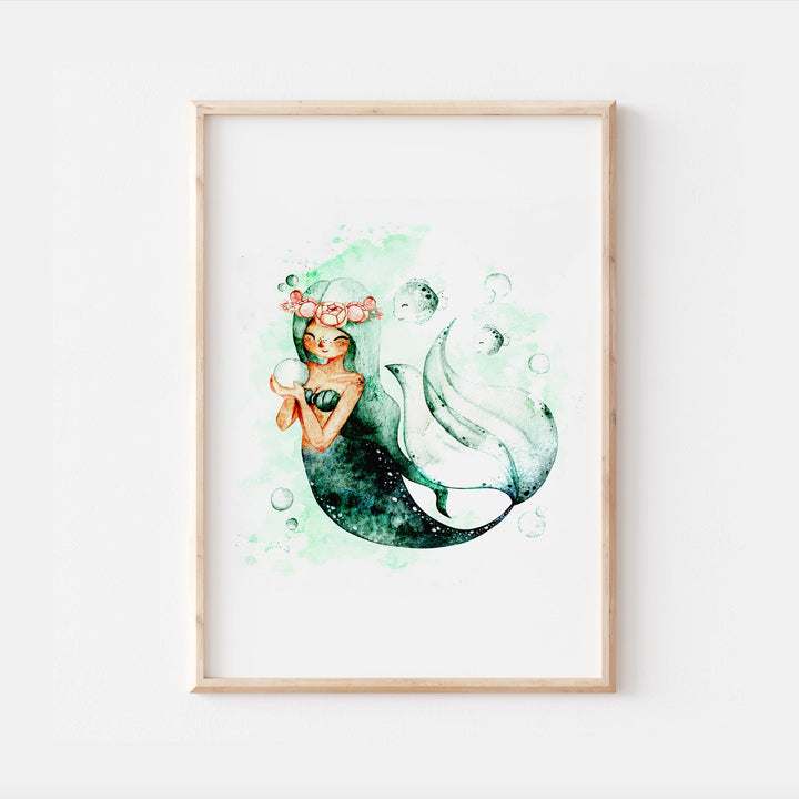 Under the Sea Mermaid Fantasy Marine Water Creatures Animals Kids Nursery Print Baby Bedroom Decor Posters Quote Shark Aqua Theme