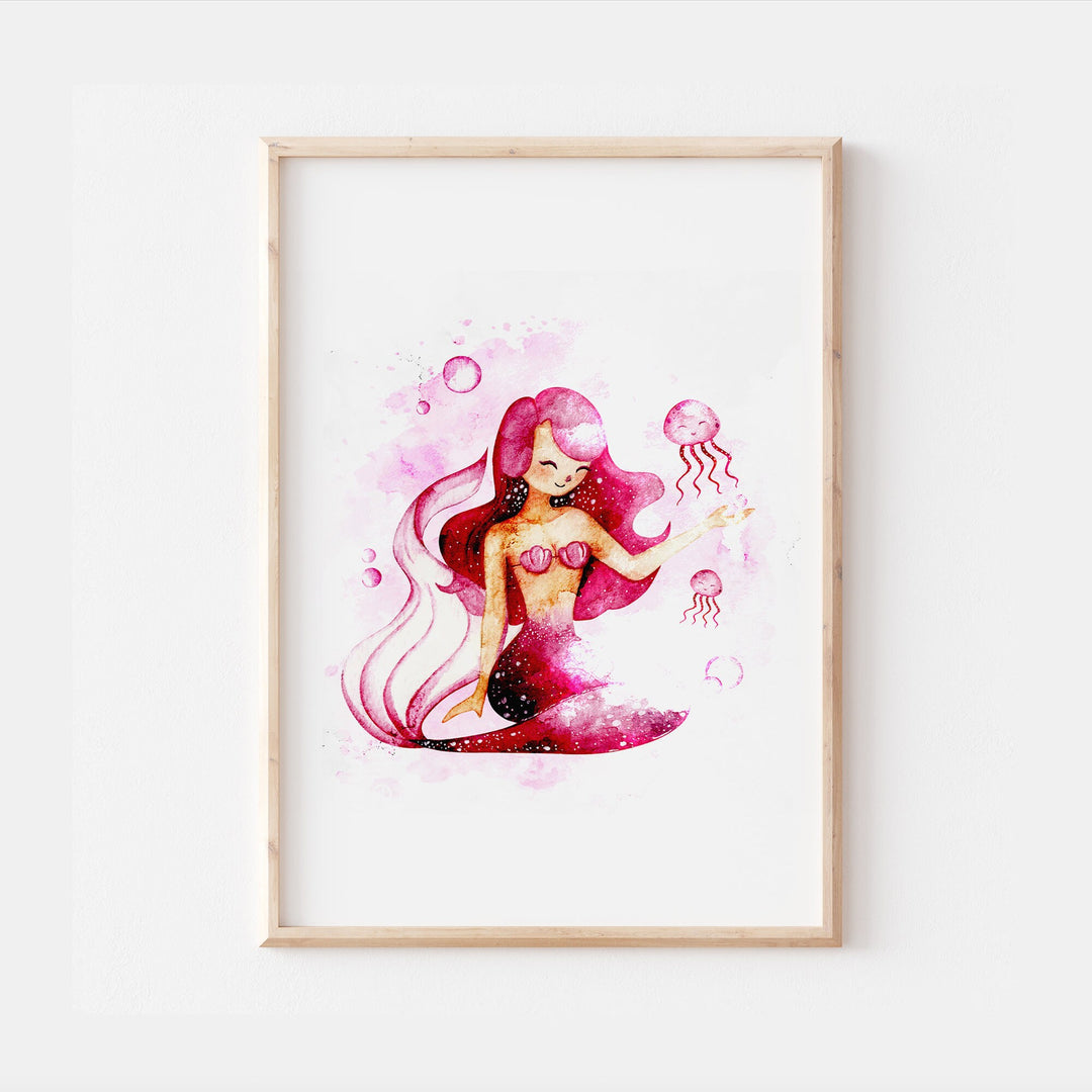 Under the Sea Mermaid Fantasy Marine Water Creatures Animals Kids Nursery Print Baby Bedroom Decor Posters Quote Shark Aqua Theme