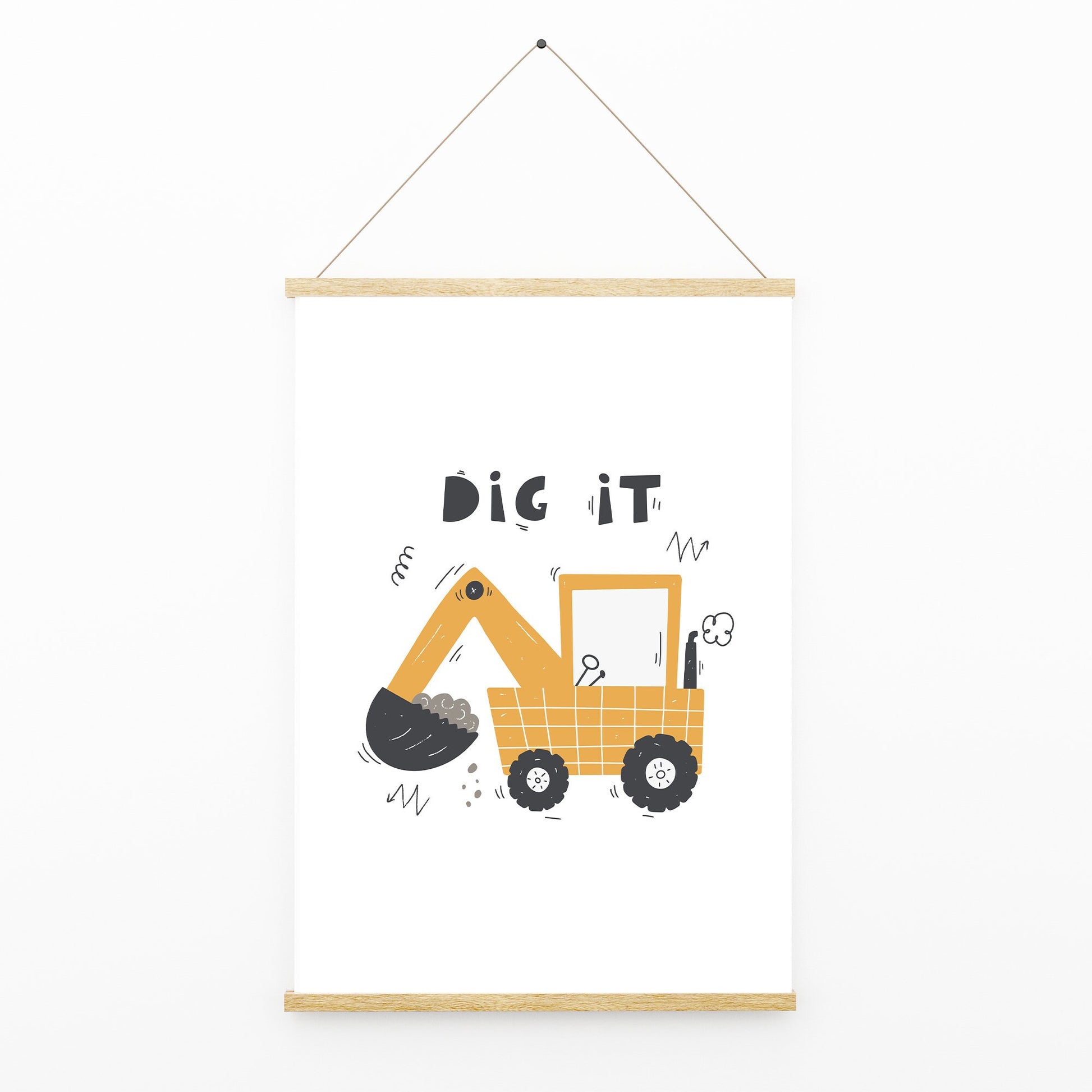 SET OF 3- Diggers Construction Builder Vehicle Trucks Kids Nursery Print Baby Bedroom Decor Posters Quote Explorer