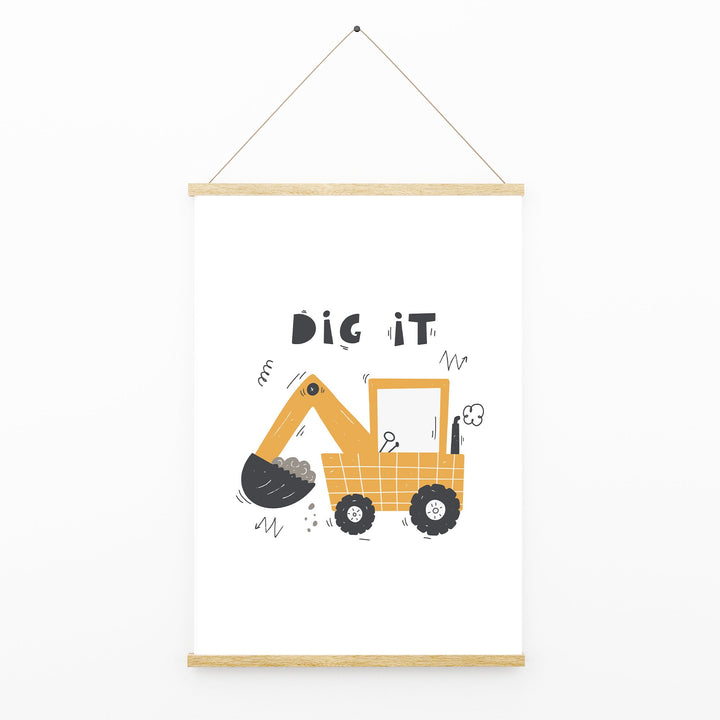 SET OF 3- Diggers Construction Builder Vehicle Trucks Kids Nursery Print Baby Bedroom Decor Posters Quote Explorer