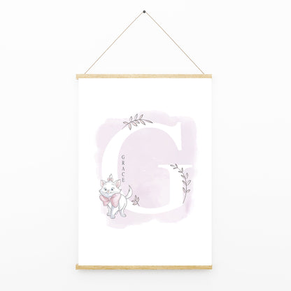 Personalised Marie Print | Aristocats | Quote Cat Pink Disney Movie Kids Children Babies Nursery Bedroom Art Wall Decor