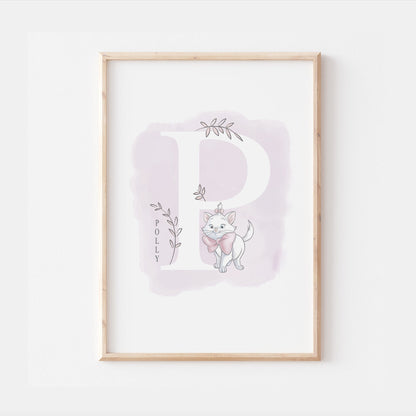 Personalised Marie Print | Aristocats | Quote Cat Pink Disney Movie Kids Children Babies Nursery Bedroom Art Wall Decor