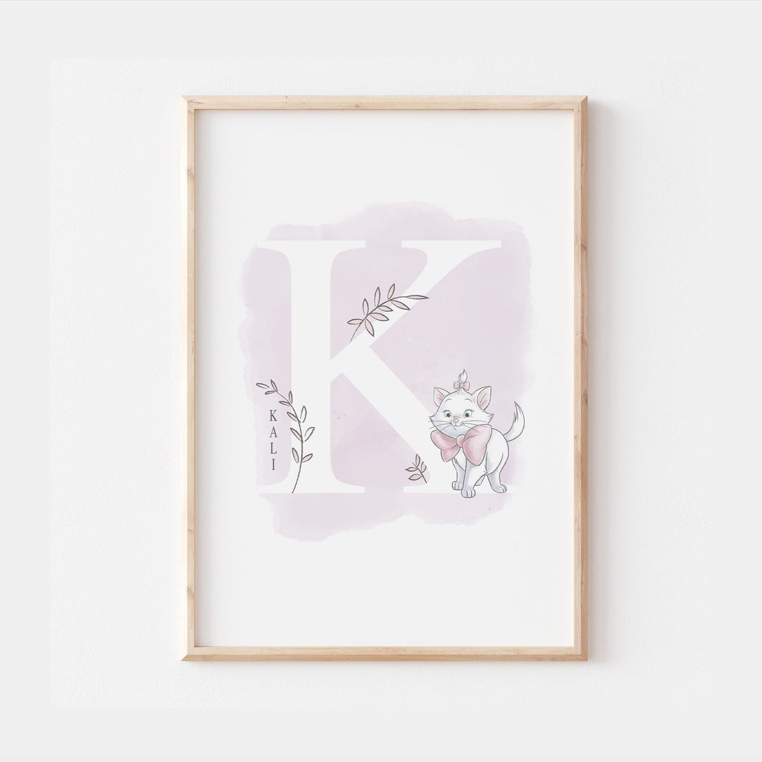 Personalised Marie Print | Aristocats | Quote Cat Pink Disney Movie Kids Children Babies Nursery Bedroom Art Wall Decor