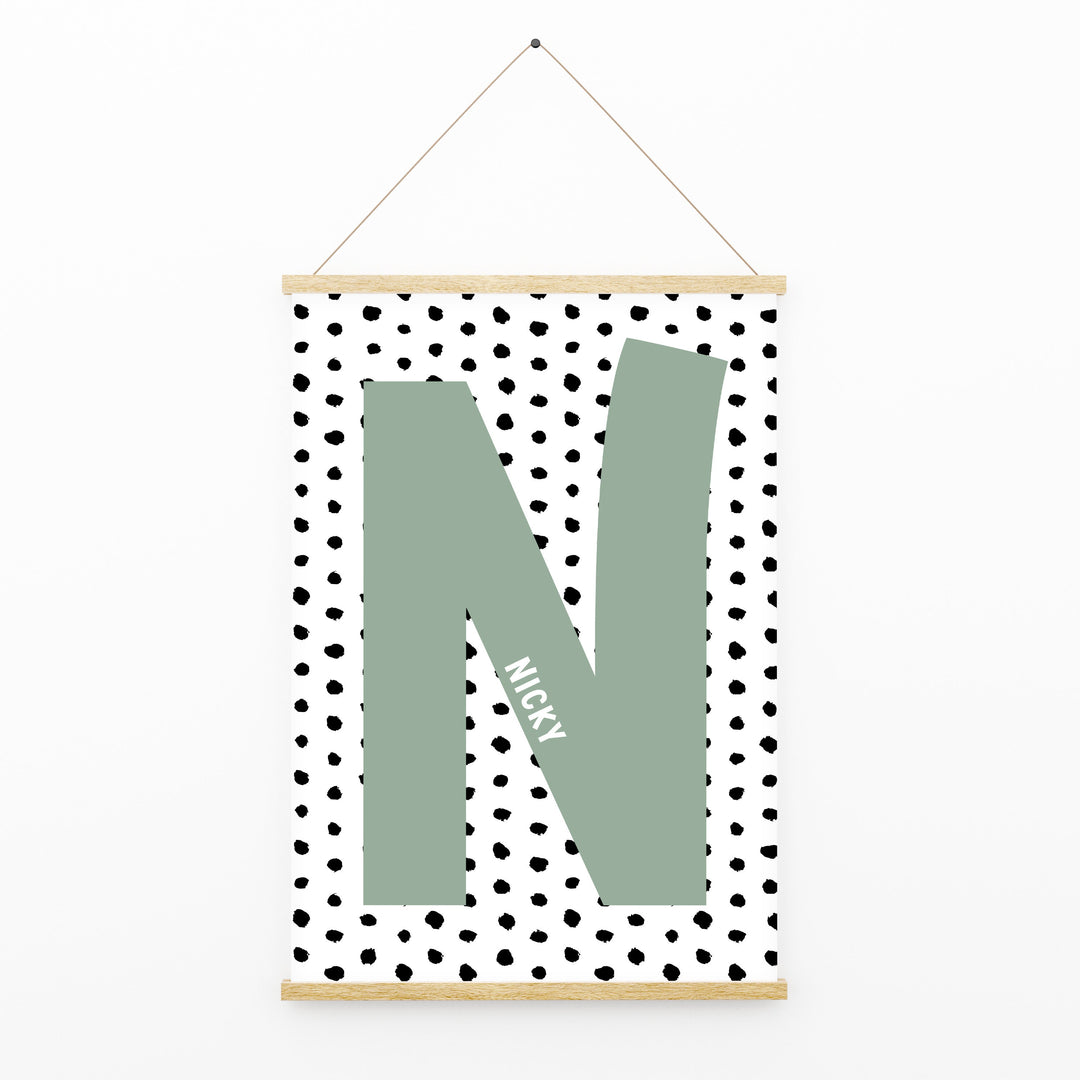 Personalised Polka Dot Name Print Scandi Children’s Nursery Wall Art Decor Educational Kids Newborn bedroom poster