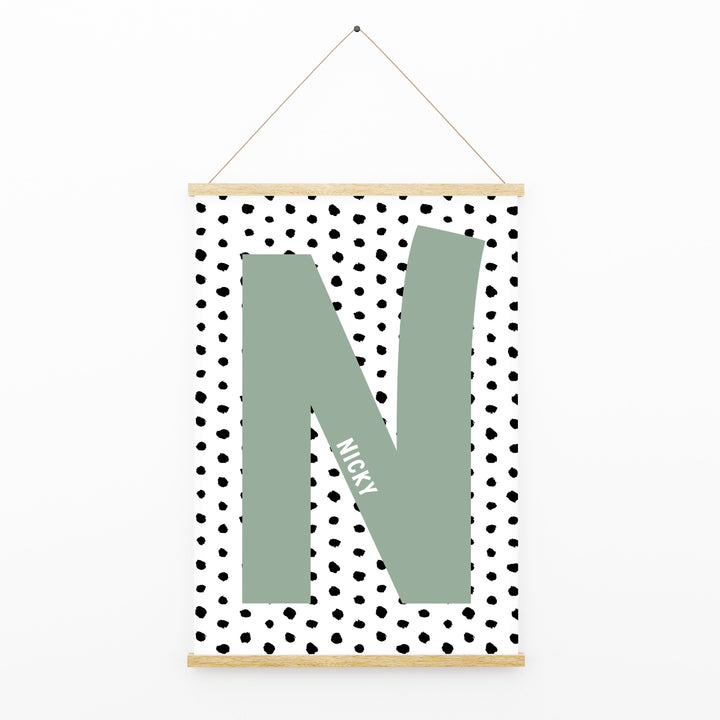 Personalised Polka Dot Name Print Scandi Children’s Nursery Wall Art Decor Educational Kids Newborn bedroom poster