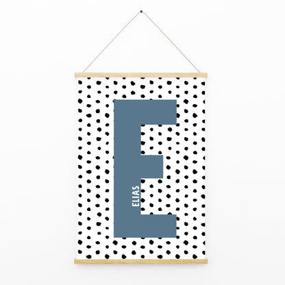 Personalised Polka Dot Name Print Scandi Children’s Nursery Wall Art Decor Educational Kids Newborn bedroom poster