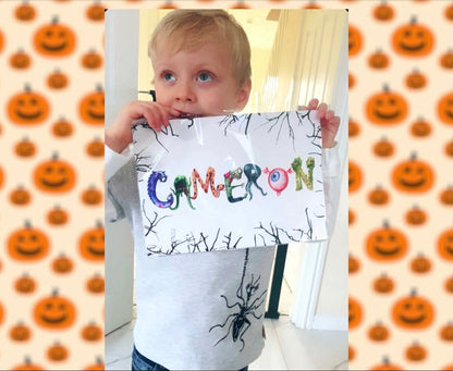 Personalised Monster Name Print | Horror Halloween Alphabet Fall Spooky Scary Kids Baby Bedroom Decor Wall Art Movie Scary Poster Creatures