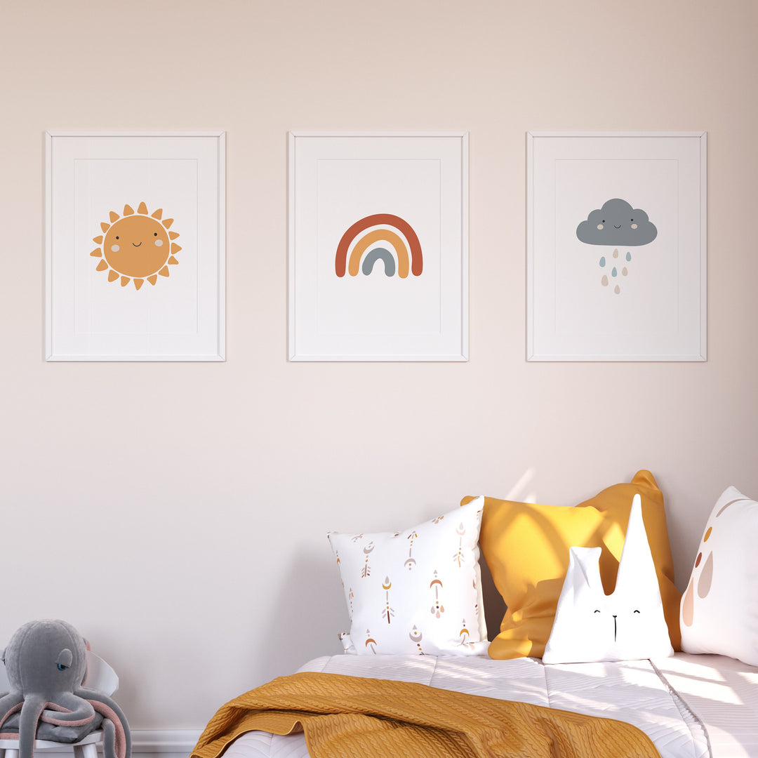 Sunshine Rainbow Cloud Nordic Style Pastel Print Scandi Children’s Nursery Wall Art Decor Educational Kids Newborn bedroom poster