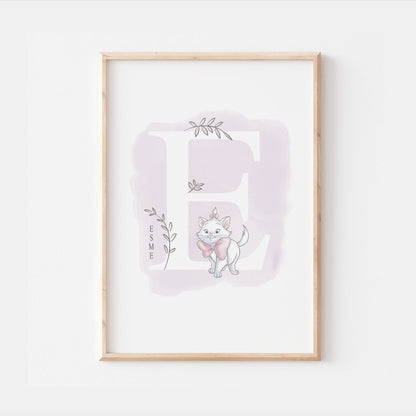 Personalised Marie Print | Aristocats | Quote Cat Pink Disney Movie Kids Children Babies Nursery Bedroom Art Wall Decor