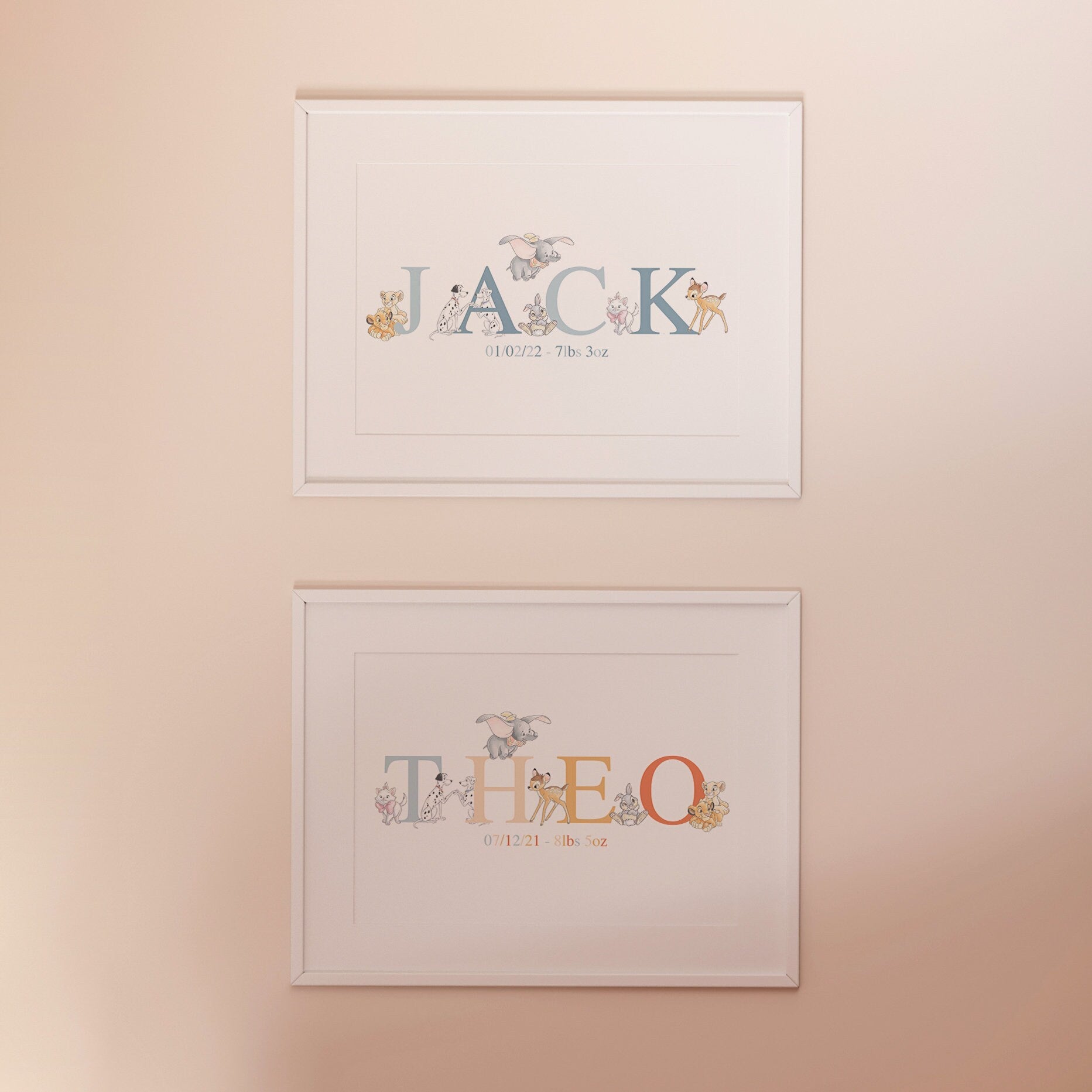 Disney Classics | Personalised Newborn Print Dumbo Lion King Pongo Disney Watercolour Bedroom Nursery Decor Baby Gift Mothers Day Pixar