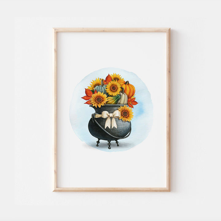 Watercolour Pumpkins | Kids Autumn Sunflower Nursery Print Baby Bedroom Car Decor Posters Quote Halloween Style Broom Witch Watercolour