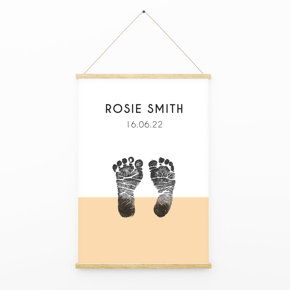 Personalised Footprints Print | Birth Art Wall Decor Nursery Print Bedroom Day Home Hanging Initial Name Art Watercolour Baby Kids Gift