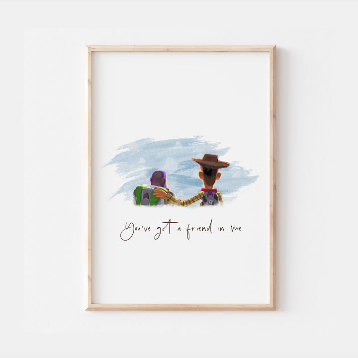 Toy Story Print | Friend in me | Quote Woody Buzz Jesse Alien Bullseye Bedroom Decor | Kids Children Nursery Bedroom Art Wall Disney Pixar