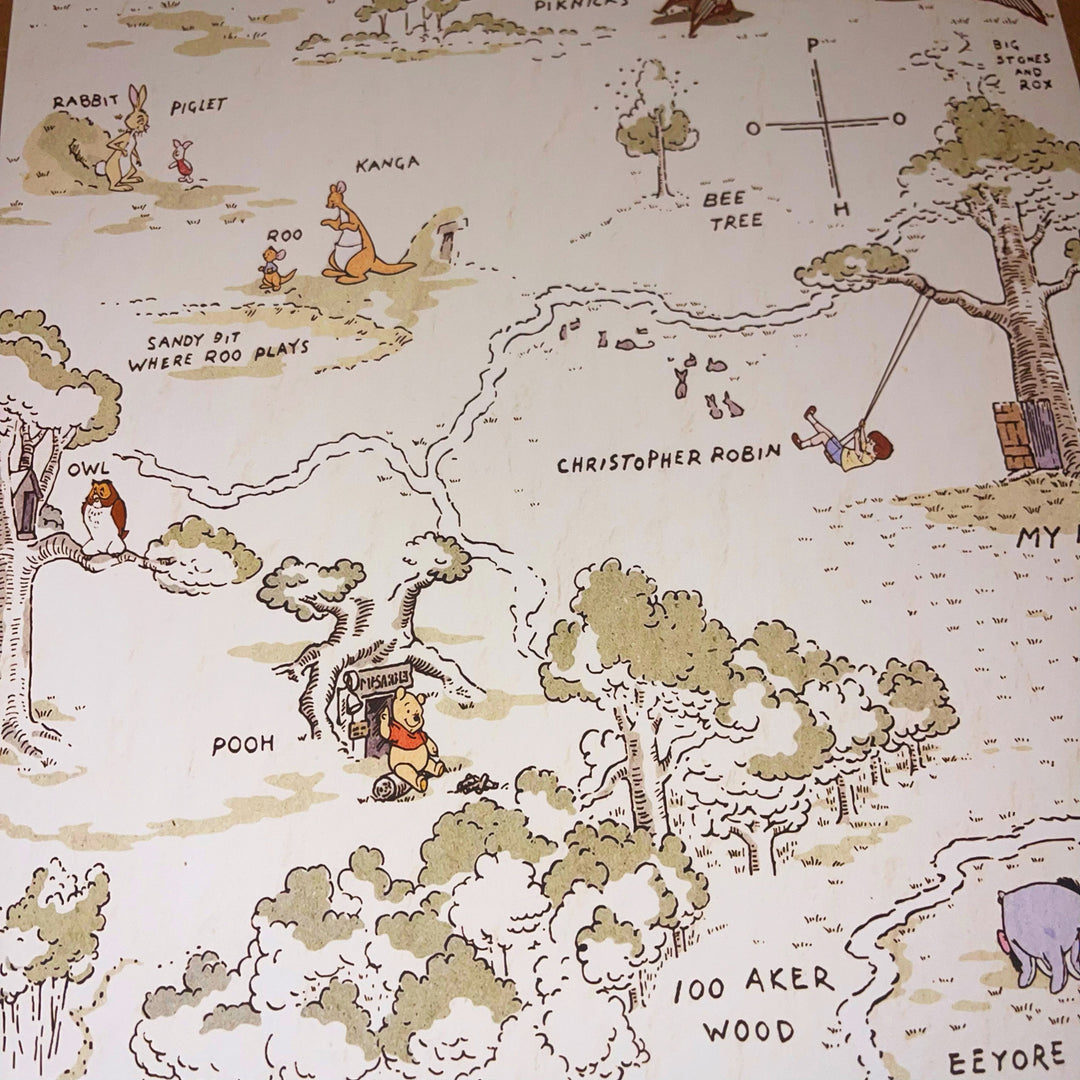 100 Acre Wood Map | Winnie the Pooh | Quote Disney Movie Kids Tigger Eeyore Piglet Owl Roo Children Babies Nursery Bedroom Art Wall Decor