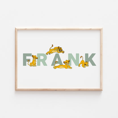 Teen Simba | Personalised Disney Simba Nala Pixar Lion King Print | Bedroom Quote Print Kids Children Babies Nursery Bedroom Art Wall Decor