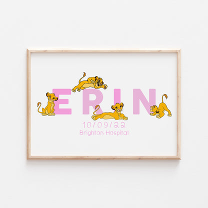 Teen Simba | Personalised Disney Simba Nala Pixar Lion King Print | Bedroom Quote Print Kids Children Babies Nursery Bedroom Art Wall Decor