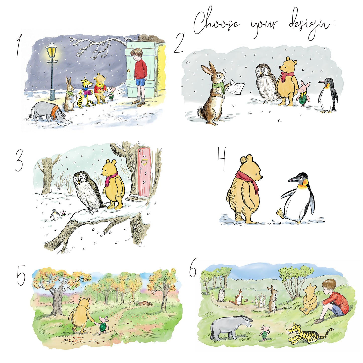 Winnie the Pooh Prints | Tigger Eeyore Piglet Owl | Disney Illustration Kids Children Babies Nursery Bedroom Art Wall Gift Decor