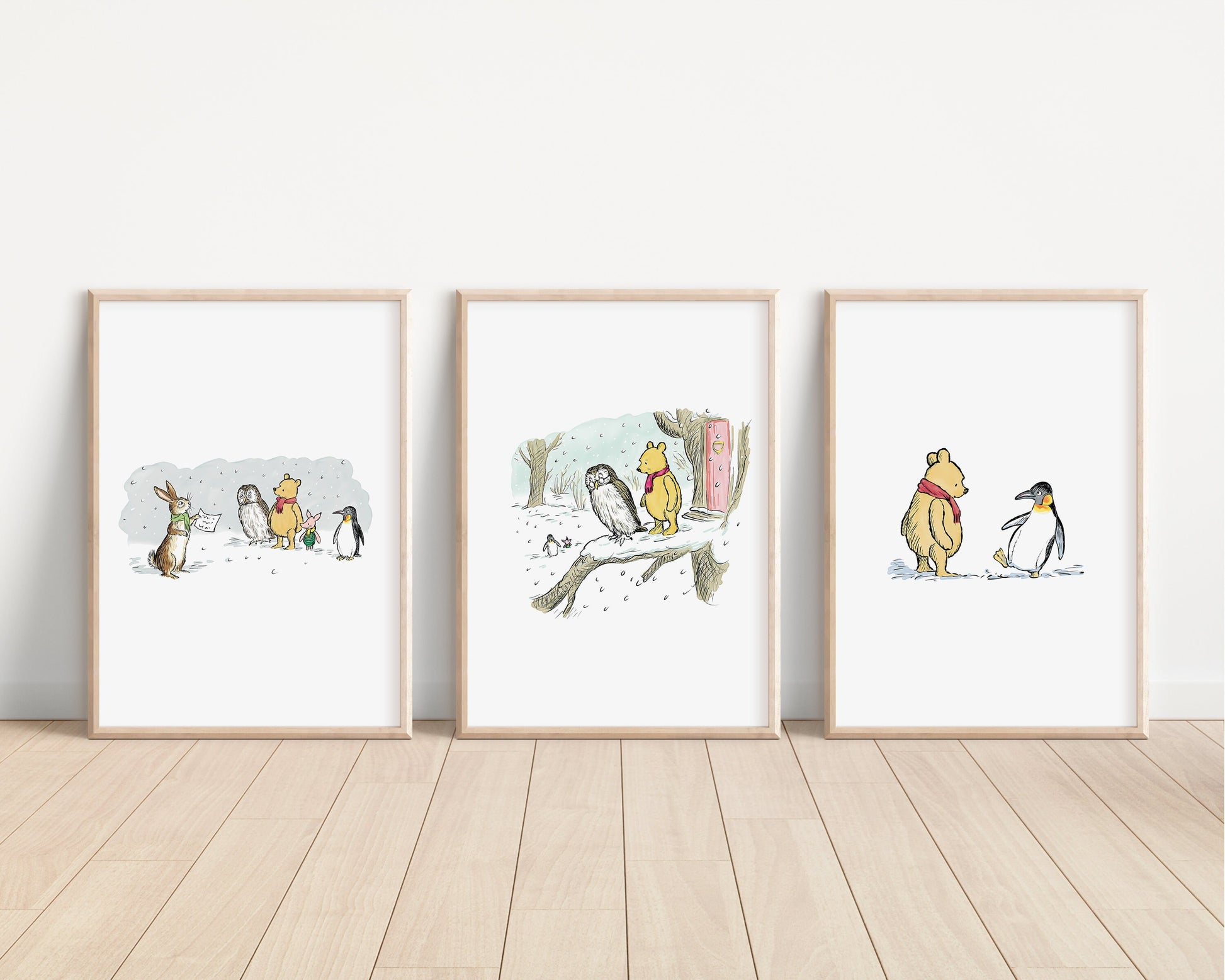 Winnie the Pooh Prints | Tigger Eeyore Piglet Owl | Disney Illustration Kids Children Babies Nursery Bedroom Art Wall Gift Decor