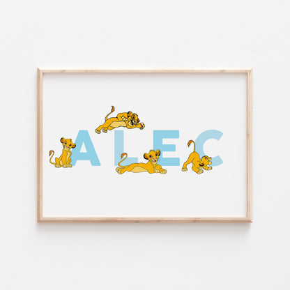 Teen Simba | Personalised Disney Simba Nala Pixar Lion King Print | Bedroom Quote Print Kids Children Babies Nursery Bedroom Art Wall Decor