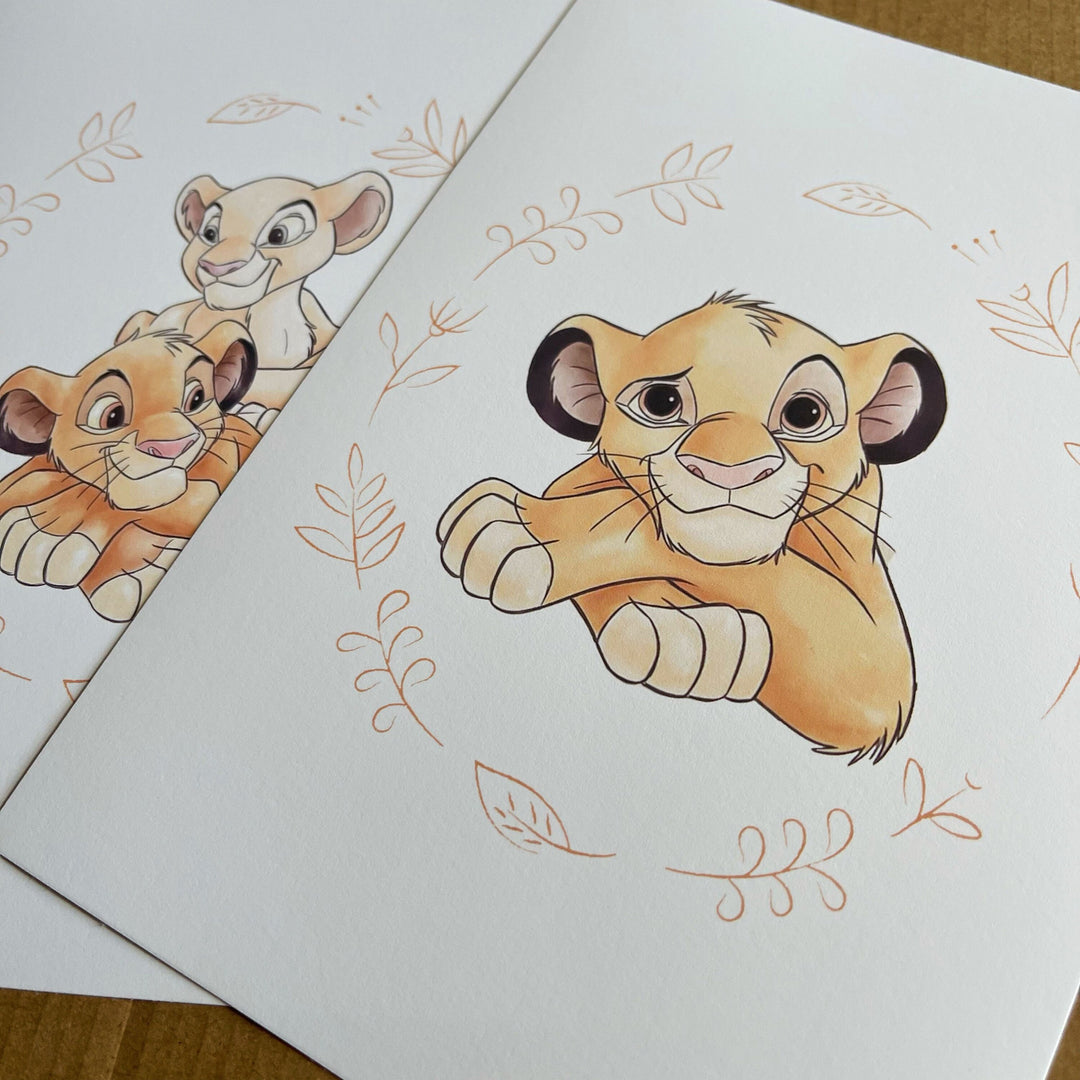 Set of 2 - Disney The Lion King Simba Nala Quote Play Prints Bedroom Quote Print Kids Children Babies Nursery Bedroom Art Wall Decor