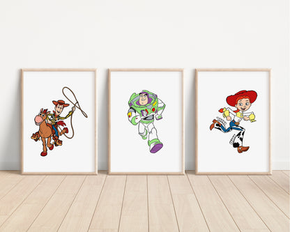 Toy Story Prints | Woody Buzz Jessie Bullseye Alien Hamm Slinky Bedroom Kids Children Nursery Bedroom Art Wall Disney Pixar