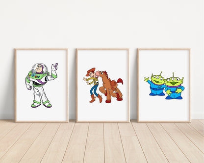 Toy Story Prints | Woody Buzz Jessie Bullseye Alien Hamm Slinky Bedroom Kids Children Nursery Bedroom Art Wall Disney Pixar