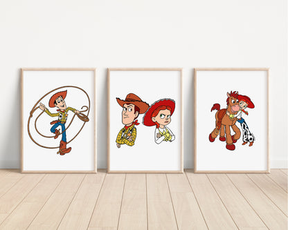 Toy Story Prints | Woody Buzz Jessie Bullseye Alien Hamm Slinky Bedroom Kids Children Nursery Bedroom Art Wall Disney Pixar