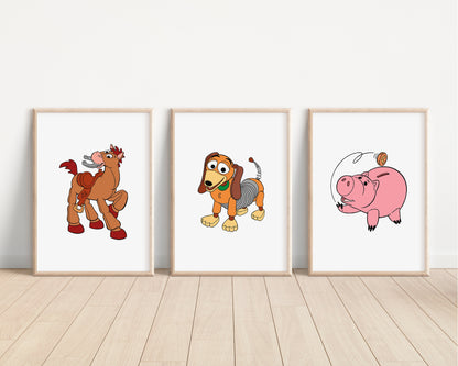 Toy Story Prints | Woody Buzz Jessie Bullseye Alien Hamm Slinky Bedroom Kids Children Nursery Bedroom Art Wall Disney Pixar