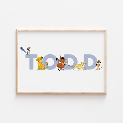 The Lion King Personalised Print |Simba Nala Pumba Timon Zazu Bedroom Kids Children Nursery Bedroom Art Wall Disney Pixar