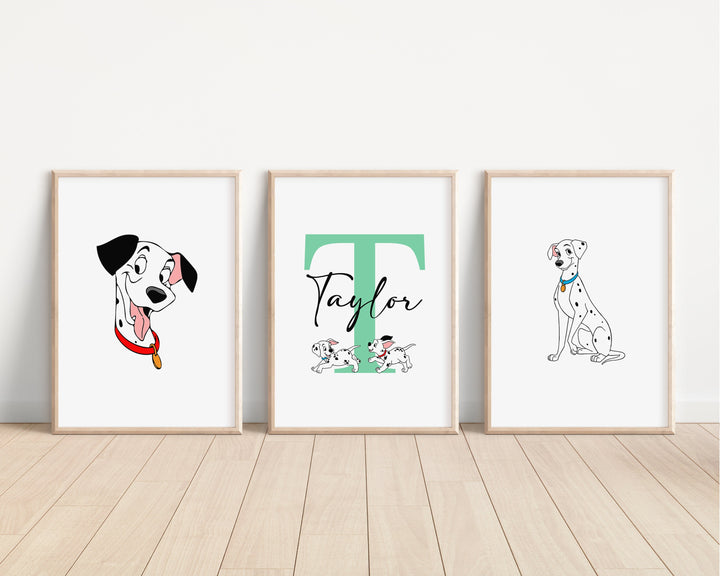 SET OF 3 101 Dalmatians Personalised Print | Pongo Perdita Patch Quote Bedroom Print Kids Children Nursery Bedroom Art Wall Disney Pixar