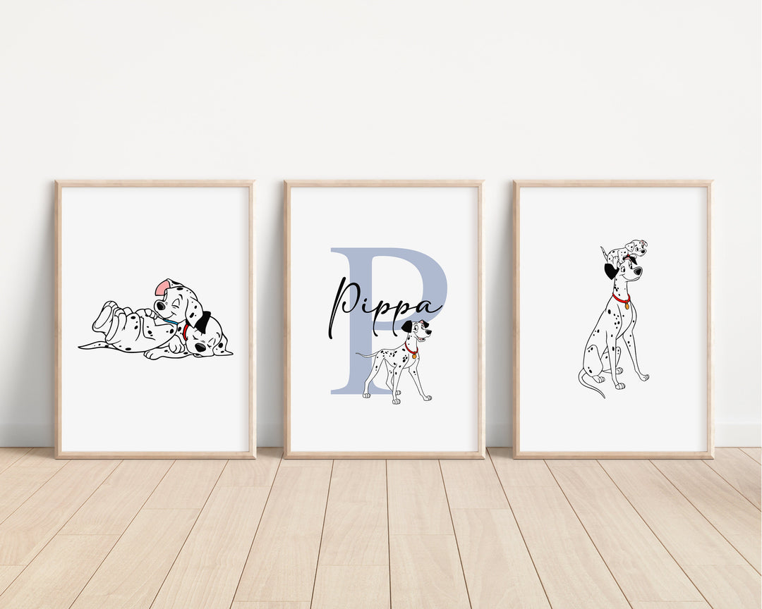 SET OF 3 101 Dalmatians Personalised Print | Pongo Perdita Patch Quote Bedroom Print Kids Children Nursery Bedroom Art Wall Disney Pixar