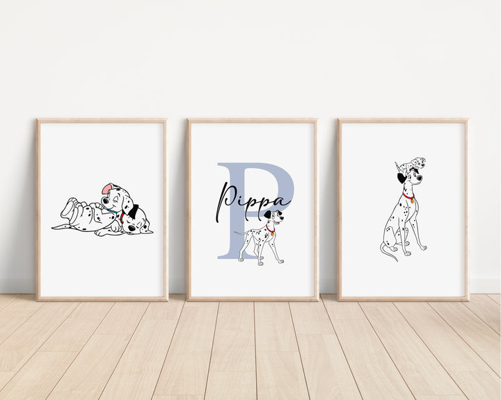 SET OF 3 101 Dalmatians Personalised Print | Pongo Perdita Patch Quote Bedroom Print Kids Children Nursery Bedroom Art Wall Disney Pixar