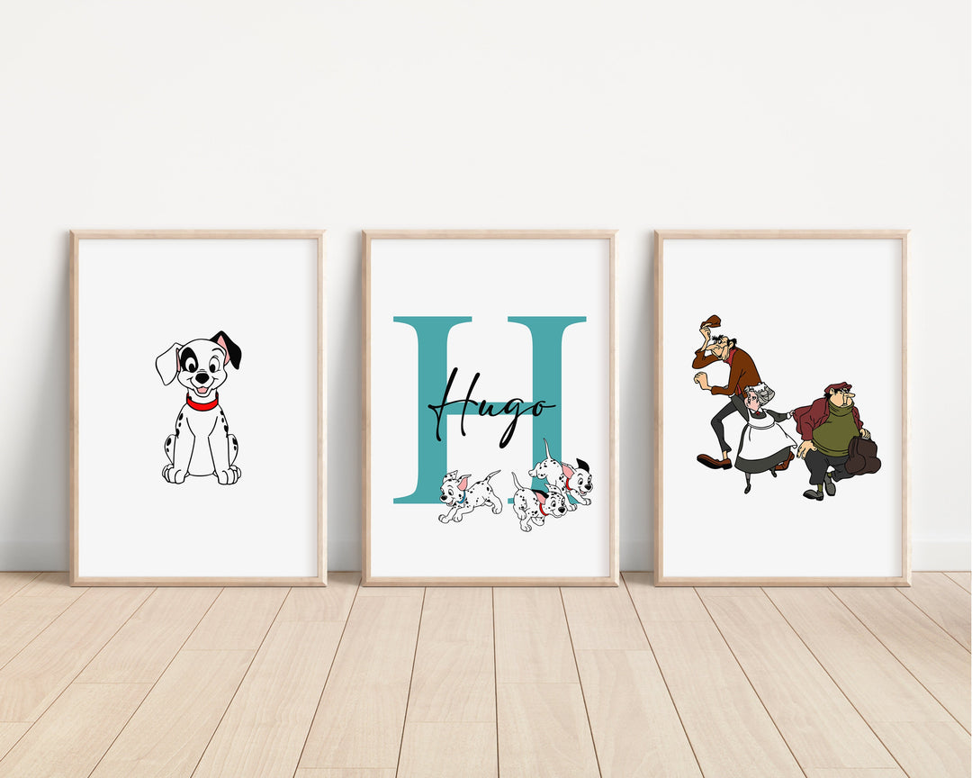 SET OF 3 101 Dalmatians Personalised Print | Pongo Perdita Patch Quote Bedroom Print Kids Children Nursery Bedroom Art Wall Disney Pixar