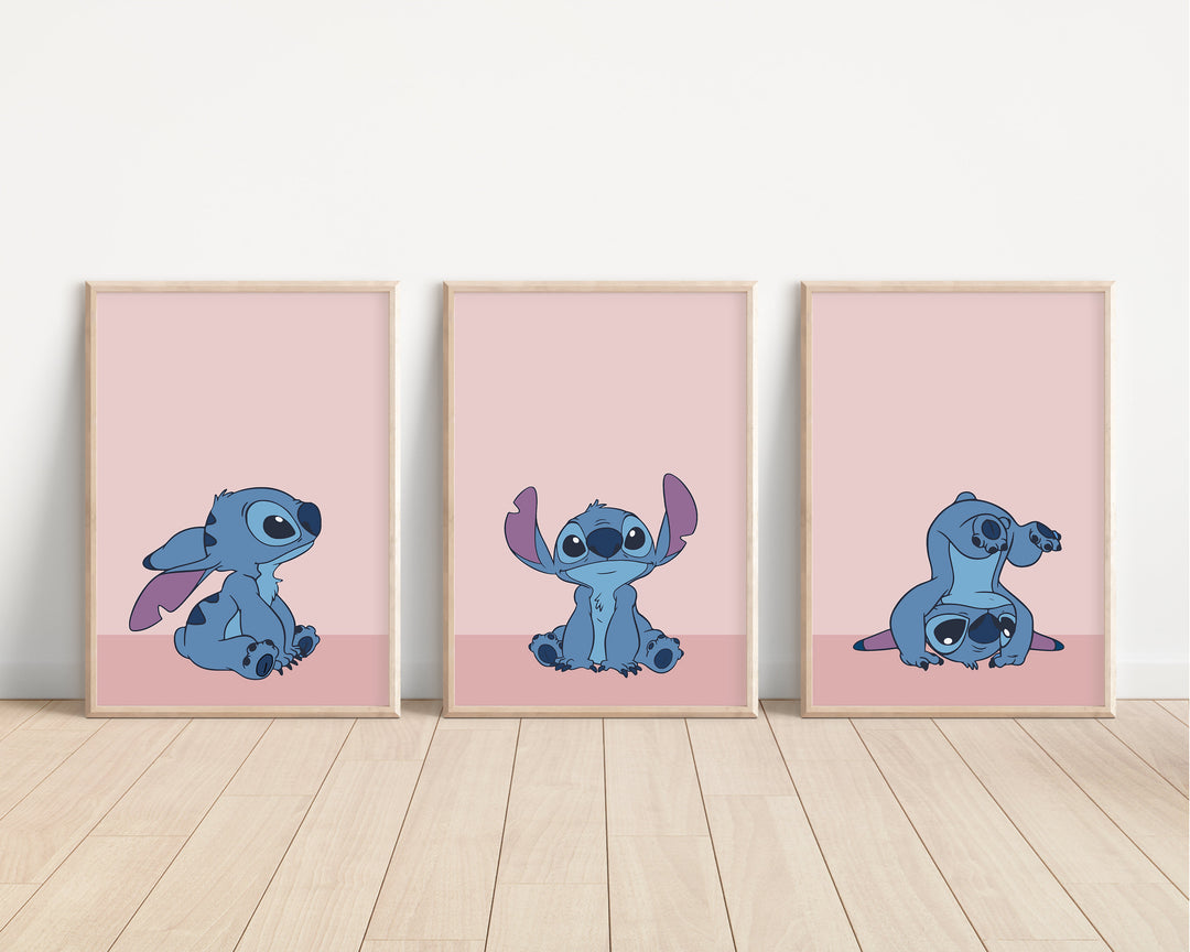 SET OF 3 Lilo & Stitch Prints | Stitch Alien Hawaii Ohana Bedroom Kids Children Nursery Bedroom Art Wall Disney Newborn Baby Decor Pixar