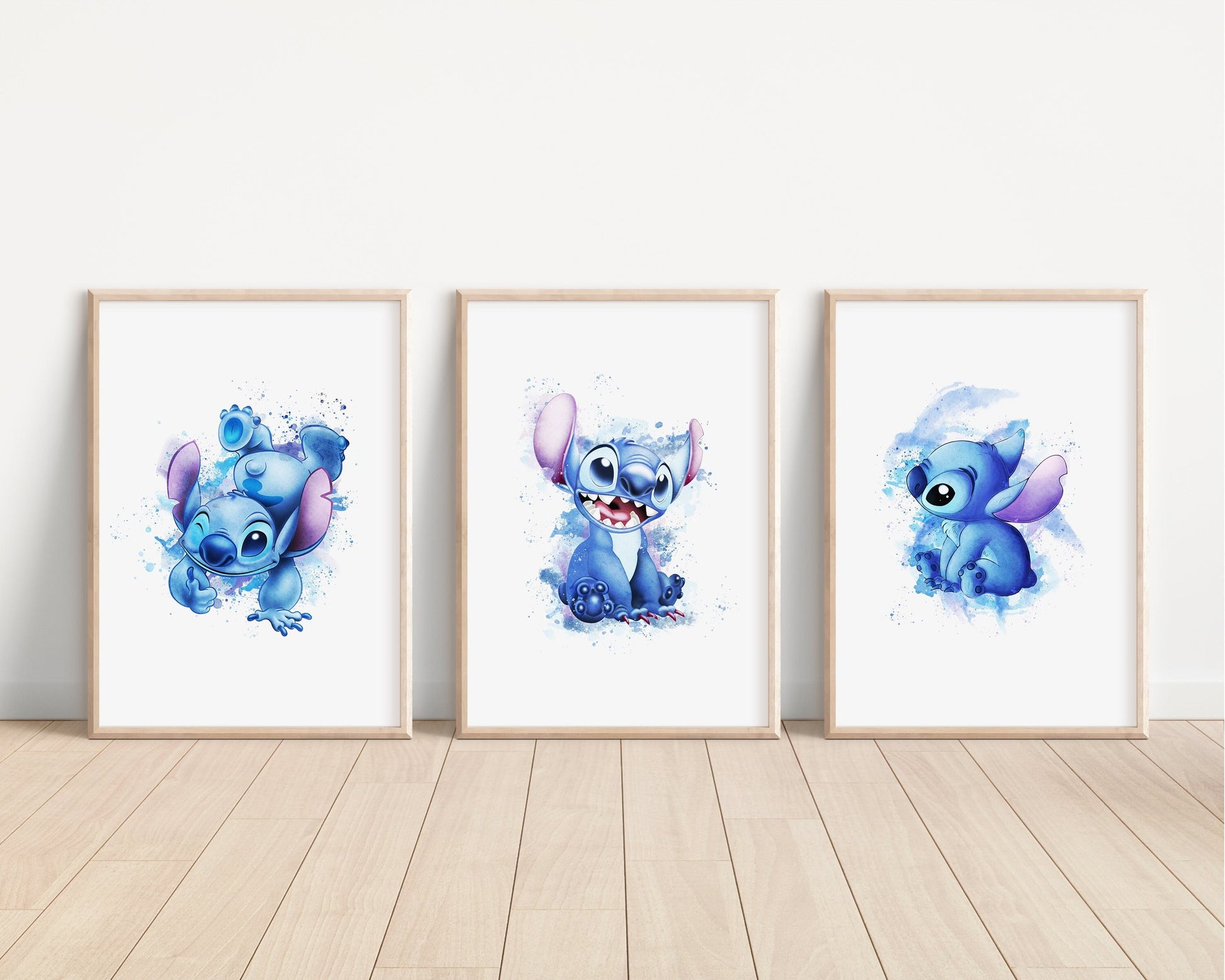 Lilo & Stitch Prints | Watercolour Angel Stitch Alien Hawaii Ohana Bedroom Kids Children Newborn Baby Nursery Bedroom Art Wall Disney Pixar