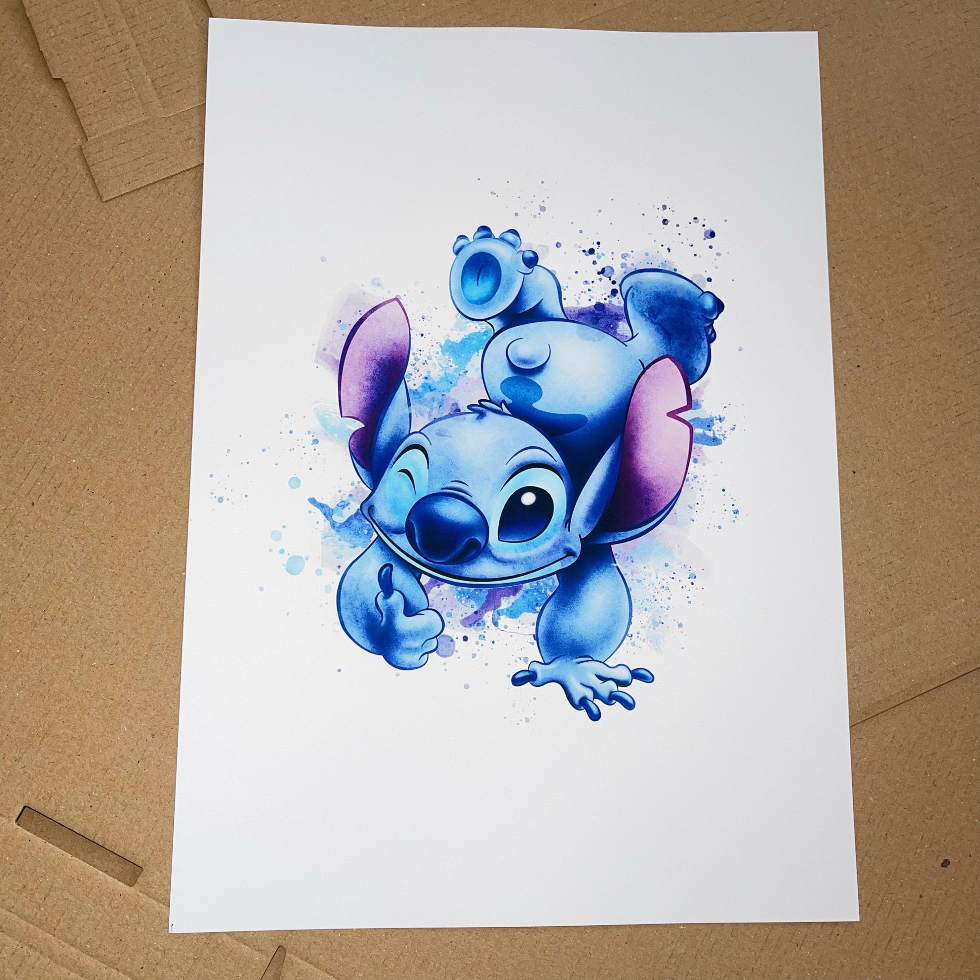 Lilo & Stitch Prints | Watercolour Angel Stitch Alien Hawaii Ohana Bedroom Kids Children Newborn Baby Nursery Bedroom Art Wall Disney Pixar