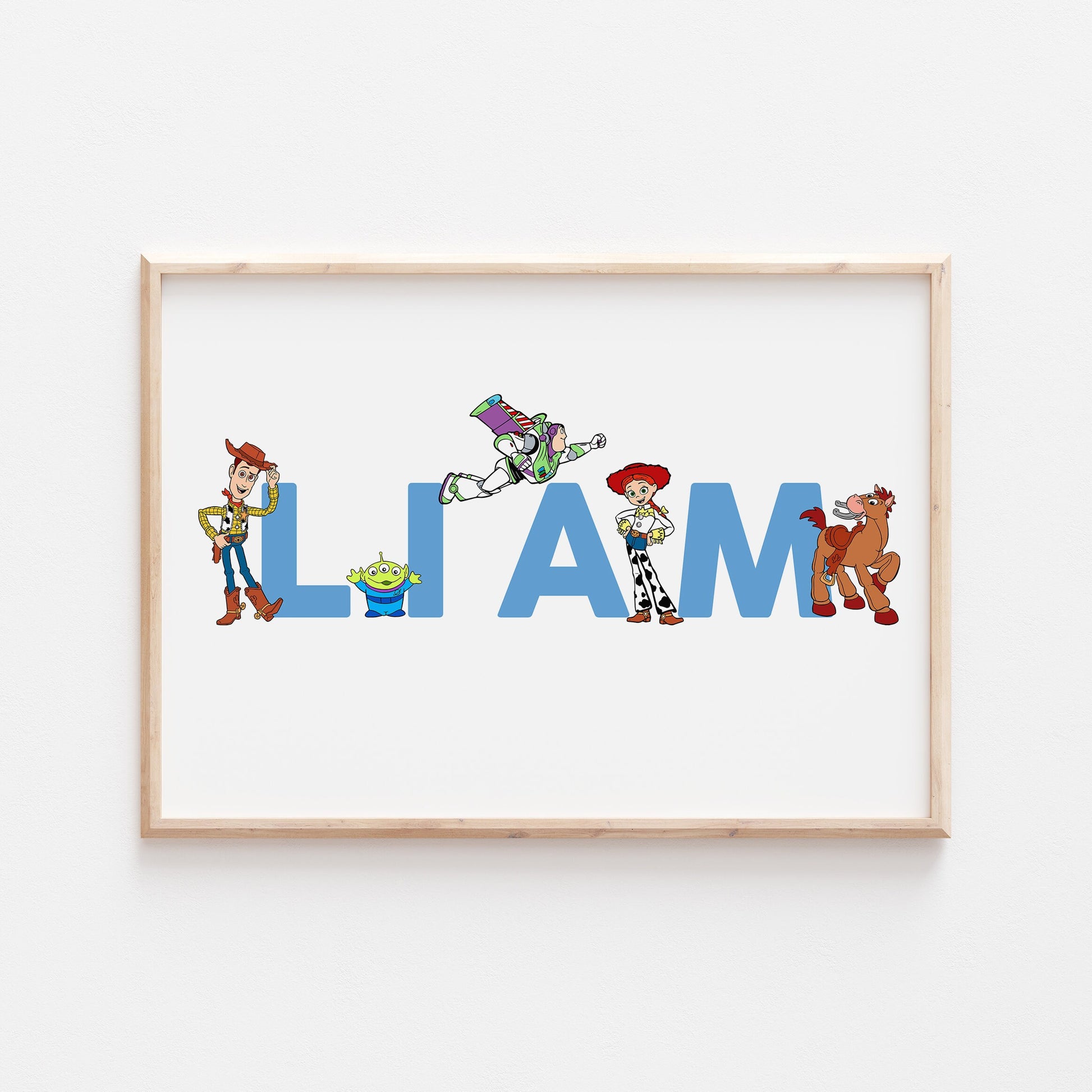 Toy Story Personalised Print |Woody Buzz Lightyear Jessie Bullseye Alien Bedroom Kids Children Nursery Bedroom Art Wall Disney Pixar
