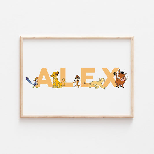 The Lion King Personalised Print |Simba Nala Pumba Timon Zazu Bedroom Kids Children Nursery Bedroom Art Wall Disney Pixar