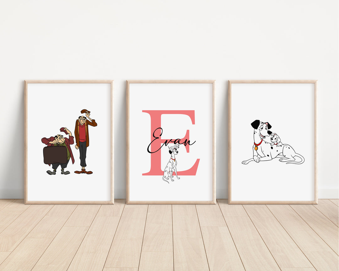 SET OF 3 101 Dalmatians Personalised Print | Pongo Perdita Patch Quote Bedroom Print Kids Children Nursery Bedroom Art Wall Disney Pixar