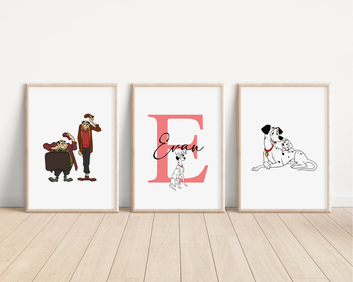 SET OF 3 101 Dalmatians Personalised Print | Pongo Perdita Patch Quote Bedroom Print Kids Children Nursery Bedroom Art Wall Disney Pixar